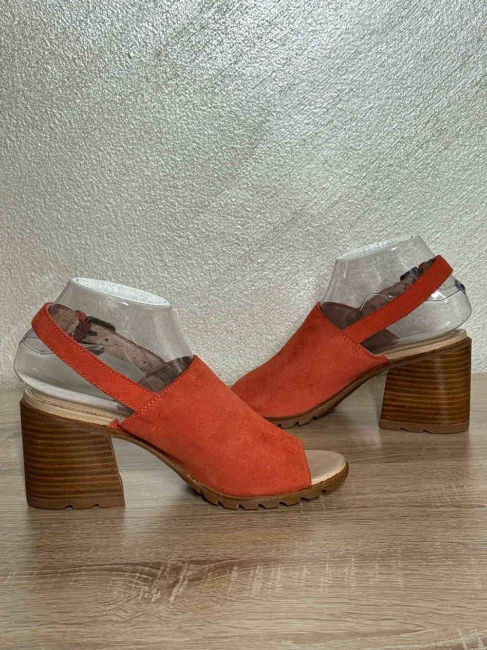 Sorel Nadia Size 7.5 Orange Suede Slingback Block Heel Chunky Sandals - Picture 6 of 12